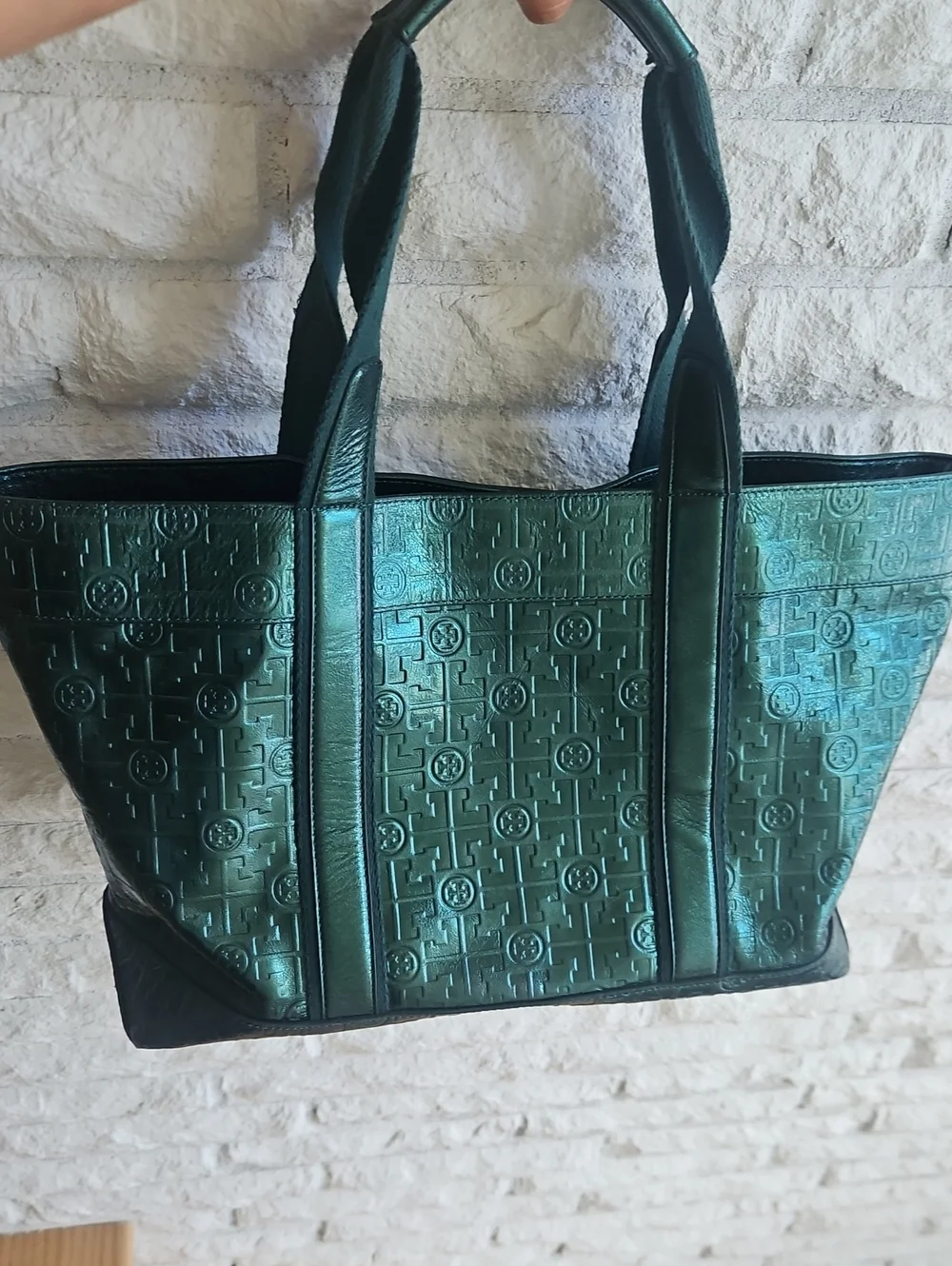 Tory Burch T Monogram Embossed Metallic Ella Tote